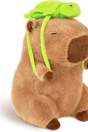 Capybara Plush 11.8 inch with Turtle Backpack Soft Capybara Stuffed Animals Capybara Hugging Gifts Capybara Doll Pillow for Kids Girls Toys (Turtle Capybara Brown 11.8 inch)