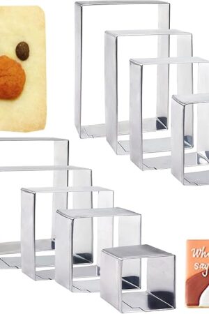 10PCS Rectangle Cookie Cutter Square Cookie Mold Stainless Steel Rectangle Biscuit Molds Square Pastry Molds Fondant Cake Cookie Cutter Set 1 Inch Depth