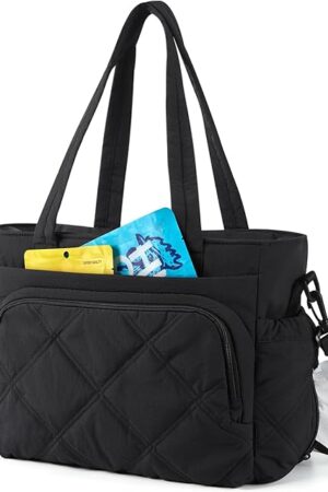 BAGSMART Lunch Bag Women Large Lunch Box Insulated Tote Bag with Multi-Pockets Quilted Puffy Tote for Work, Outdoors