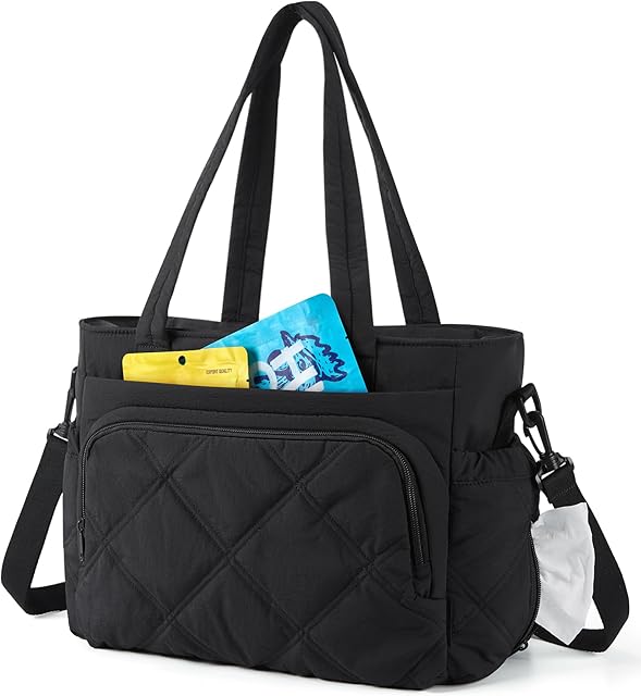 BAGSMART Lunch Bag Women Large Lunch Box Insulated Tote Bag with Multi-Pockets Quilted Puffy Tote for Work, Outdoors