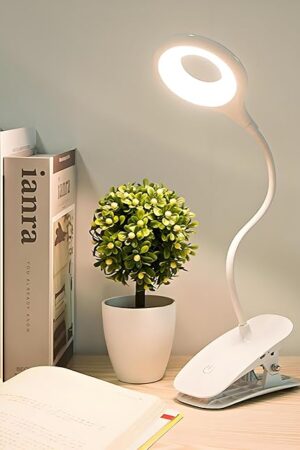 Desk Lamp Clip on Reading Light, Portable Rechargeable Desk Light Mini Clip Lamp, Dorm Room Essential Clip on Light Wall-Mounted, Bedside Lamp with Clamp, Rechargeable Reading Lights for Dorm Makeup