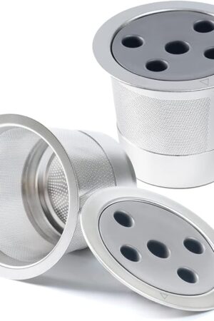 2 Pack Stainless Steel Reusable K Cups for K eurig Supreme & Supreme Plus, Five Hole Universal K-eurig Reusable Refillable coffee pod filter