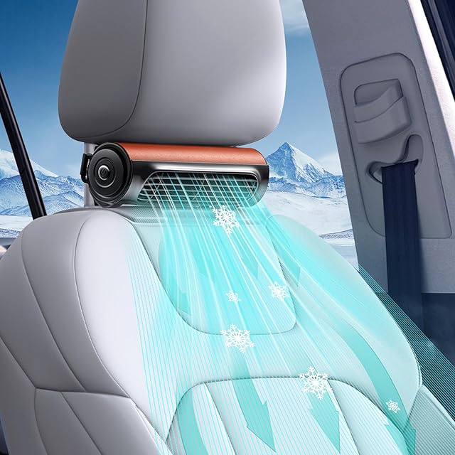 Car Seat Fan-USB Cooling Fan for Driver and Passenger with 3 Speed Settings, Portable Backseat F an for Kids, Quiet Headrest Neck Fan for Cars, Trucks, SUVs, Vans, RVs