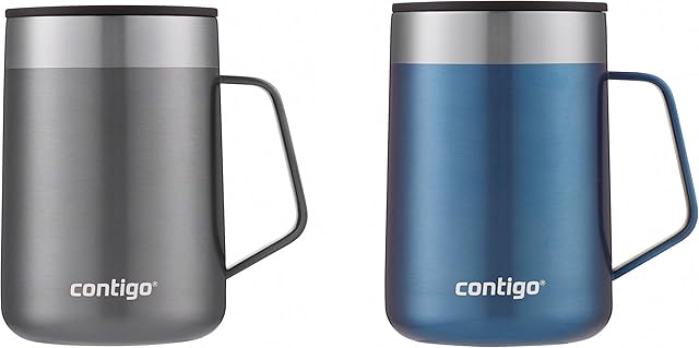 Contigo 2-Pack Streeterville Stainless Steel Travel Mug, 14 Ounces | Sake | Blue Corn | with Splash-Proof Lid
