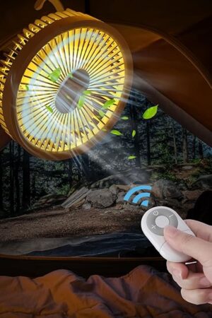 Camping Fans for Tents,Camping Fan with Light,Camp Fan for Tent, Personal USB Desk Fan Rechargeable Remote Control White Fan, 7 Inch Portable Outdoor Small Hanging