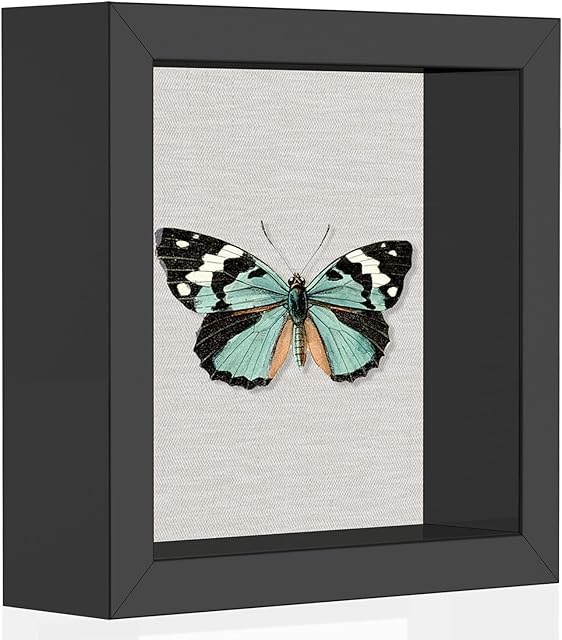 5x5 Shadow Box Picture Frame with Soft Linen Back - Metal Push Pins Included, Memory Box Display Case for Memorabilia Flower Awards Medals Wedding Photos, Black