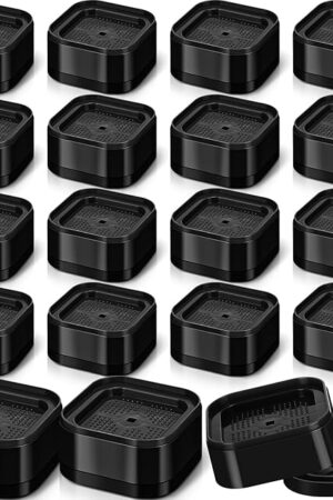 Ecally 16 Pack Furniture Risers Adjustable Bed Risers Desk Leg Risers 1.38" Stackable Heavy Duty Bed Lifts Risers Square Bed Raising Blocks for Mattress Table Leg Desk Chair Couch Sofa Dorm (Black)