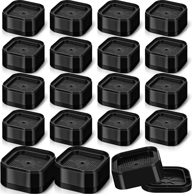 Ecally 16 Pack Furniture Risers Adjustable Bed Risers Desk Leg Risers 1.38" Stackable Heavy Duty Bed Lifts Risers Square Bed Raising Blocks for Mattress Table Leg Desk Chair Couch Sofa Dorm (Black)