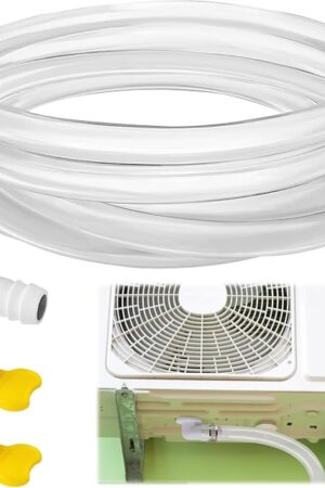 10ft Universal Air Conditioner Drain Hose, Portable AC Drain Hose Elbow Fitting(3/5 inch),Window Air Conditioner Drain Kit for Window AC and Mini Split Units (1 Pack)