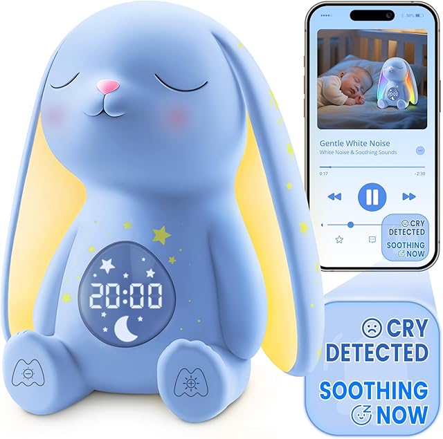 2025 Mom's Choice Awards | White Noise Sound Machine Baby with Night Light, Cry Detection,100 Soothing Sounds, App Control, 150% Battery Life, 50% Faster Sleep, Newborn Essentials