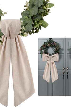 2 Pack Wreath Sash for Front Door Boxwood Wreath Sash Garland Front Door Porch Decor(Burlap)