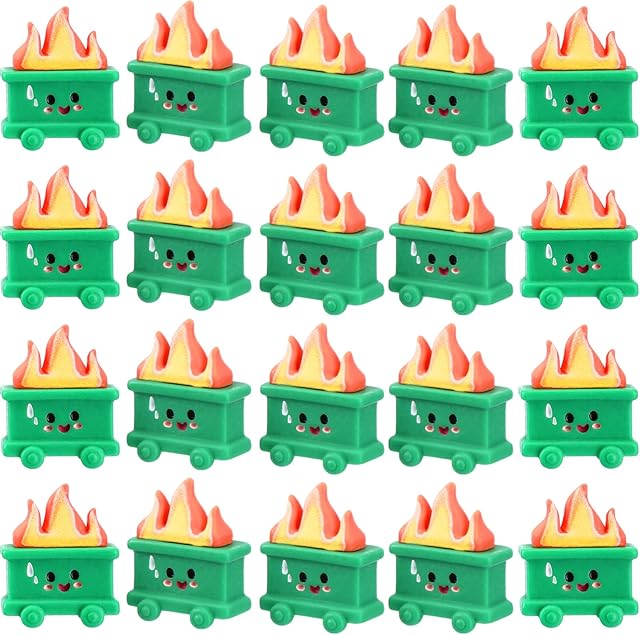 20 Set Resin Dumpster Trash Shape with Fire Gift Team Employee Appreciation Gift Emotional Desk Accessories for Staff Teacher Office Coworker Nurse Medical Volunteer Favor (Green)