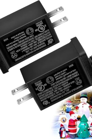 [2 Pack] Replacement Yard Inflatable Adapter, 12Vdc 1.0A Transformer US Plug, Class 2 Power Supply (120vac 60hz) Low Voltage Transformer, for Halloween Christmas String Light Inflatables Decorations