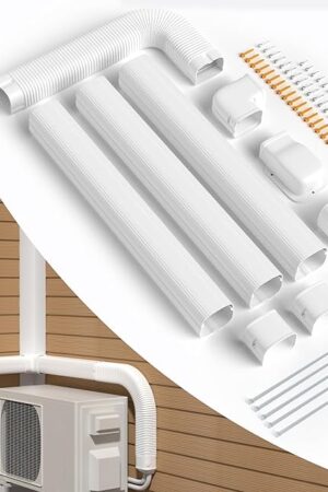 3'' 12.5 Ft Mini Split Line Set Cover Kit, Paintable Decorative Line Set Cover Kit Parts Accessories for Ductless Mini Split Air Conditioner-Full Set, No Other Parts Needed