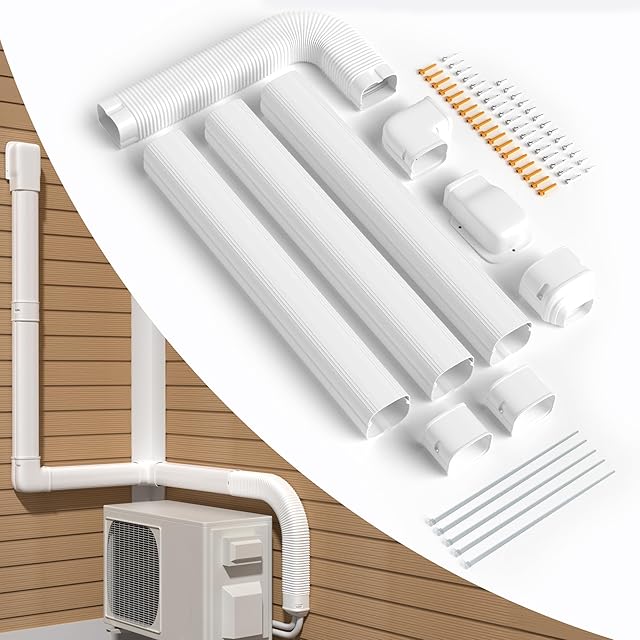 3'' 12.5 Ft Mini Split Line Set Cover Kit, Paintable Decorative Line Set Cover Kit Parts Accessories for Ductless Mini Split Air Conditioner-Full Set, No Other Parts Needed