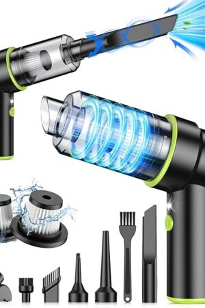 CODN Handheld Car Vacuum Portable Cordless 12000PA, 2 in 1 Handheld Vacuum Cleaner and Air Duster with Multi-Nozzles and LED Light, Mini Hand Held Vacuum Rechargeable for Home, Car, Office, Pet Hair