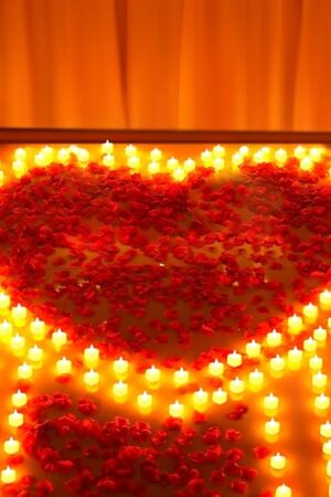 6000 Pcs Artificial Rose Petals with 72 Pcs Romantic Flameless Candles, LED Heart Tea Lights Battery Operated for Romantic Night Wedding Anniversary Table Party Decoration