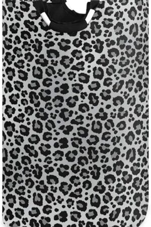 ALAZA Large Laundry Basket Snow Leopard Print Cheetah Gray Laundry Bag Hamper Collapsible Oxford Cloth Stylish Home Storage Bin with Handles, 22.7 Inch