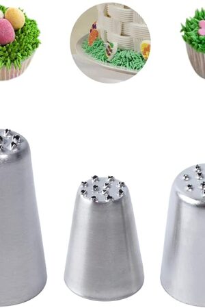 3pcs Grass Icing Nozzles Set,Cake Decorating Tips Piping Nozzles, Stainless Steel Pastry DIY Baking Tools