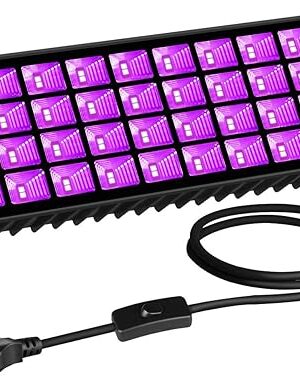 100W LED Black Light Bar, IP66 Waterproof Blacklight with 6ft Cord+Plug+Switch, Black Lights for Neon Glow Party, Fluorescent Poster, Body Paint, Birthday, Bedroom, Halloween, Christmas
