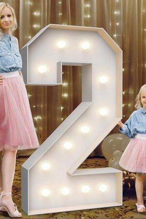 4FT Marquee Light Up Numbers 2,Party Decoration Large Marquee Light Up Letters with Weighted Water Bag,Pre-cut Foam Board Set Can Be Used for Birthdays,Weddings,Baby Anniversaries