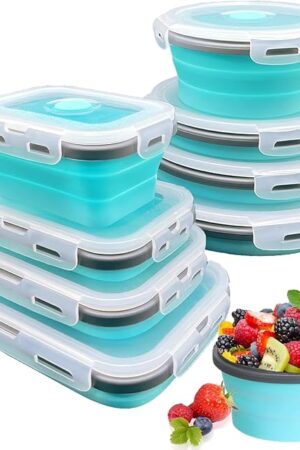 8 Collapsible Food Storage Containers With Lids, Rv Collapsible Bowls, Silicone Food Storage Containers, Camping Food Containers, Collapsible Containers for Food, Camping, Travel