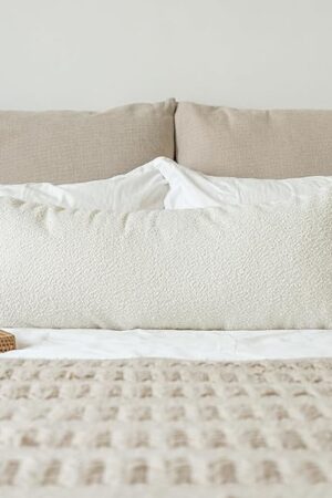 14x36 inch Boucle Lumbar Pillow Cover, Cream Woven Texture Neutral Long Pillow Cover Breathable Cushion Case for Couch Sofa Bed Living Room Home Decor (Cover Only)