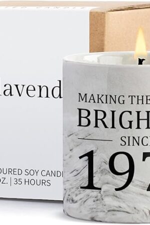 50th Birthday Gifts for Her - Gift for 50 Year Old Birthday Woman - 1975 Bday Gifts for Women - 50 Year Old Present Idea for Her Him, 6oz Lavender Ceramics Candle