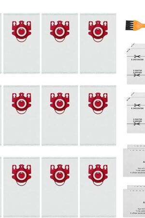 12 Pack FJM Vacuum Bags Compatible with Miele FJM Bags AirClean 3D Efficiency Vacuum Cleaner, Include 4 Pair Pre-Motor and Post-Motor Filters