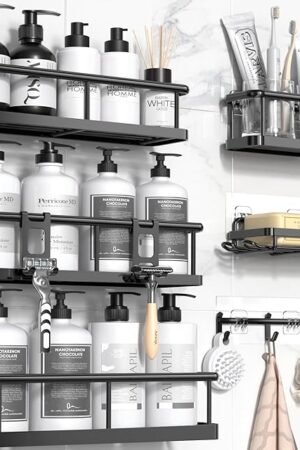 YASONIC Shower Caddy, 100% Rustproof Shower Shelves for Inside Shower, No Drilling Bathroom Organizers and Storage, 6 Pack Large Capacity Bathroom Caddy for Kitchen & Home Decor