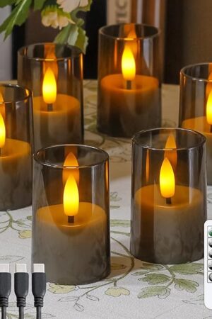 Votive Candles Set of 6, Grey