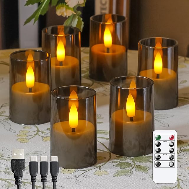 Votive Candles Set of 6, Grey