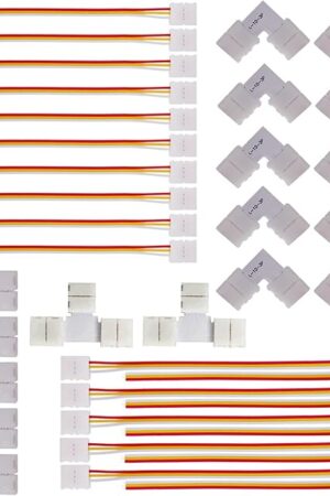 3 Pin LED Strip Connector Kit, Include LED Corner Connector, Unwired Gapless and T Shape Connector,Strip to Strip and Strip to Controller Jumper for 10mm 3Pin WS2811 WS2812 LED Strip