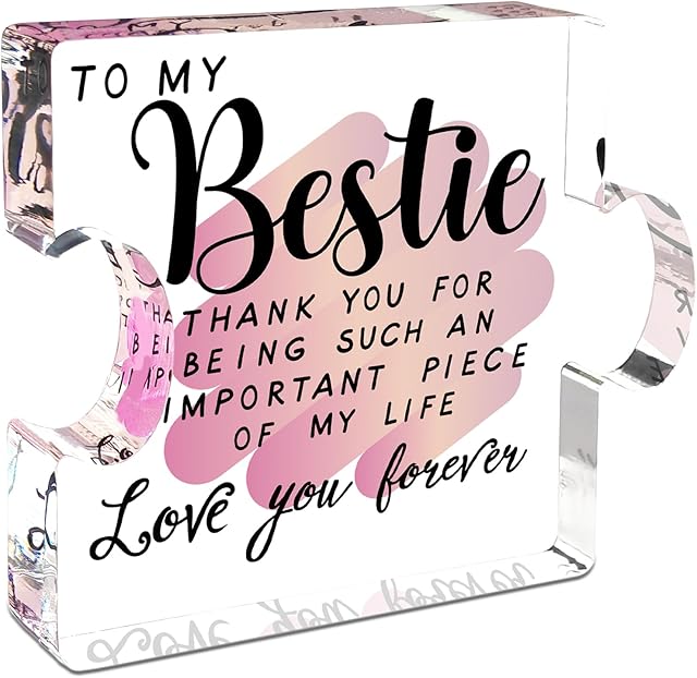 Best Friend Birthday Gifts for Women, Friendship Gifts for Women, Bestie Acrylic Puzzle Plaque Keepsake for Soul Sister Female Bestfriend Work Besties Birthdays, Graduation Gift for Her