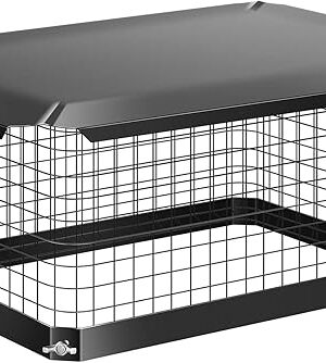 VIVOHOME 9x13 Inch Chimney Cap, Square Chimney Cover, Galvanized Steel Fireplace Flue Lid for Outside, Black Chimney Rain Caps with Single Bolt-on