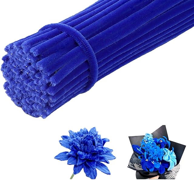 The 100 Pieces Pipe Cleaners Chenille Stem, Royal Blue Pipe Cleaners Set for Pipe Cleaners DIY Arts Crafts Decorations, Chenille Stems Pipe Cleaners (Royal Blue)