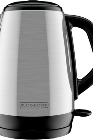 BLACK+DECKER 1.7L Cordless Electric Kettle, KE1700SD, Rapid Boil, Auto Shutoff, Stainless Steel