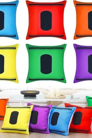6 Pcs Crayon Pillow Covers 18x18 in Colorful Crayon Classroom Decor Back to School Colorful Pillow Covers Mixed Color Throw Cases Square for Readroom Couch Bedroom