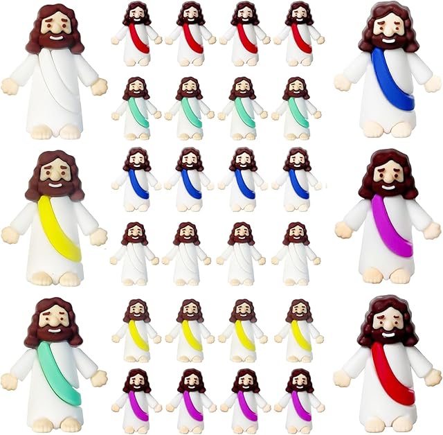 The 30Pcs Little Jesus Figures, Set of 30pcs Action Figures Mini Jesus Figurines in Bulk, Tiny Jesus Figures to Hide and Seek Religious Gifts for Easter Egg Stuffers Fillers