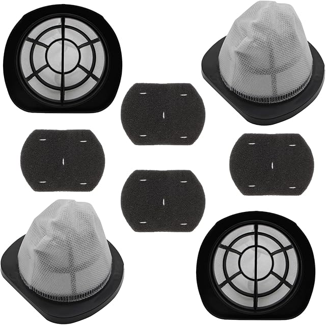 2037423 Filter Compatible with Bissell 3-in-1 Lightweight Stick Vac 38B1, 38B1L, 1059 Series, Compare to Part# 2037423 & 2037424 (4 Pack Vacuum Filter & 4 Pack Foam Filter)