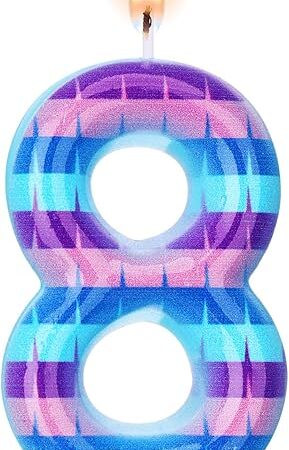 Video Game Birthday Candles Piñata Gaming Party Candle Numeral Cake Topper for Kids Battle Boys Birthday Decoration Gaming and Video Game Party Decoration Supplies(Number 8)