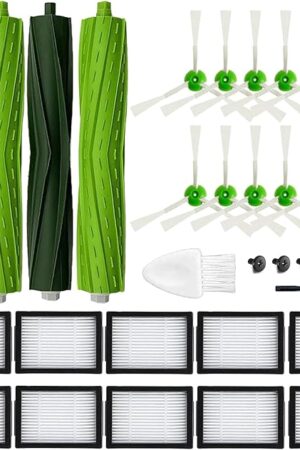 22 Pack Replacement Parts for iRobot Roomba i7 i7+ i3 i3+ i4 J7J7+/Plus i6 i6+ i5+j5+ i8 +/Plus E5 E6 E7 I & E & J Series Vacuum Cleaner, 2 Set of Roller Brush & 10 Filters & 10 Side Brushes