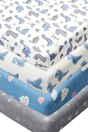 4 Pack Fitted Crib Sheets for Baby Boys Unisex Baby Boy