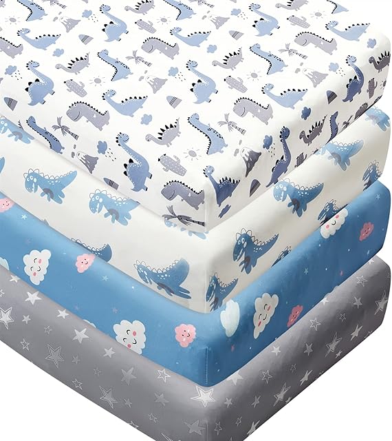 4 Pack Fitted Crib Sheets for Baby Boys Unisex Baby Boy