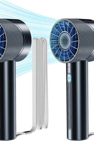 2PCS Portable Handheld Fan, Rechargeable, Mini Personal Fan, 4 Speeds, USB Battery, Small High Speed Fan, for Makeup, Home, Office, Travel and Outdoor Activities