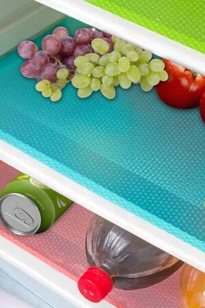 16 Pcs Refrigerator Liners Mats Washable, Refrigerator Mats Liner Waterproof Oilproof, Shinywear Fridge Liners for Shelves, Cover Pads for Freezer Glass Shelf Cupboard Cabinet Drawer (4 Color Mixed)