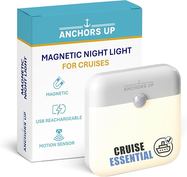 Cruise Cabin Night Light with Motion Sensor USB Rechargeable – LED Motion Sensor Light – Magnetic – Warm White – Cruise Essentials by AnchorsUp