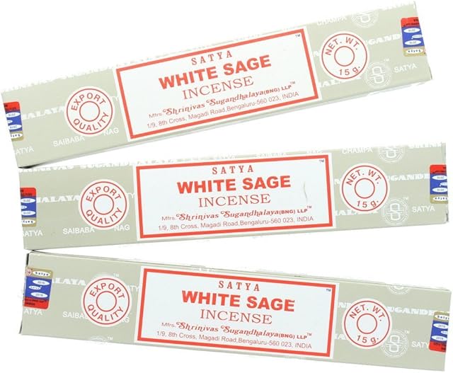 Alaysom Satya Nag Champa White Sage Incense Sticks - Multi-Packs Fine Quality Incense Sticks for Purification, Relaxation, Meditation (White Sage)