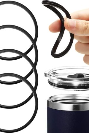 20 oz Replacement Rubber Lid Seals O Shaped Resealable Lid Gaskets for 10, 12, 16 and 20 Ounce Insulated Stainless Steel Tumblers (4 Pieces)