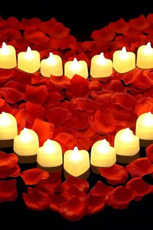 3000 PCS Artificial Rose Petals 20 PCS Flameless LED Tea Lights